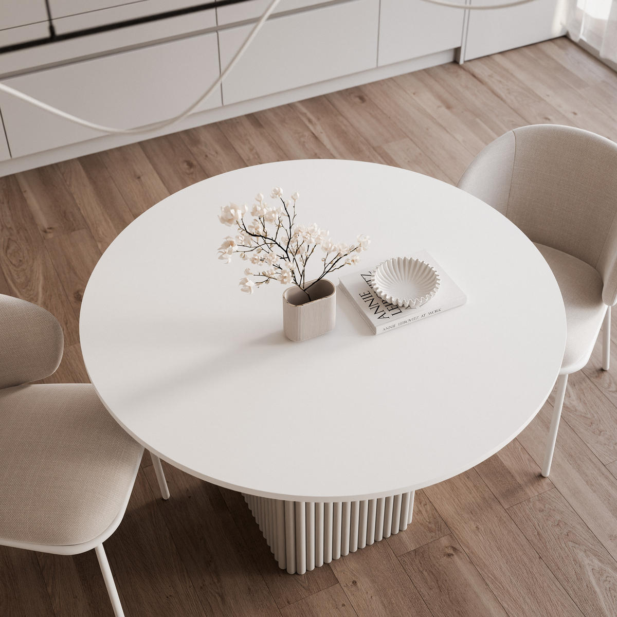 ESSTISCH FLORA 100/76 cm, Metallgestell, Kaschmir / Weiß - Kaschmir/Weiß, Holzwerkstoff/Metall (100/100/76cm) - Idohome