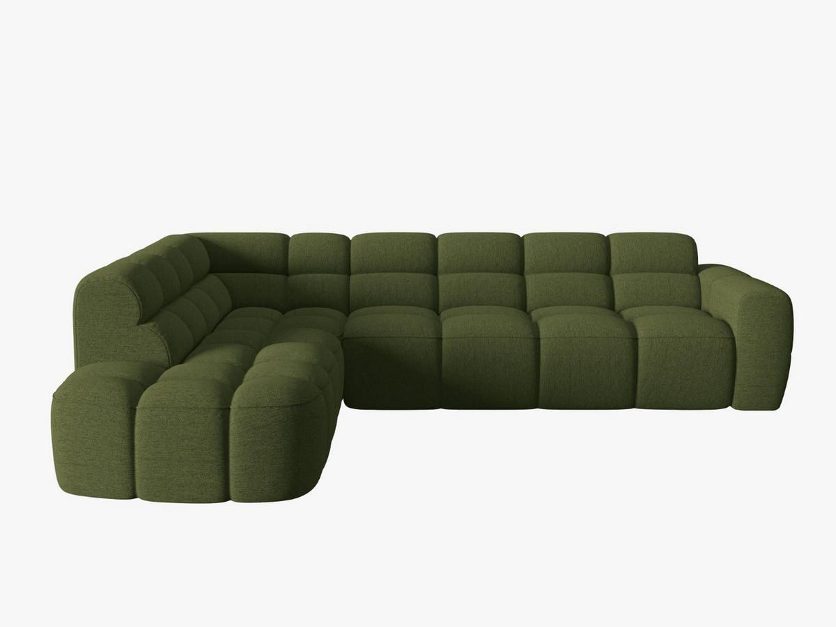 ECKSOFA links Lisa aus strukturiertem Stoff grün meliert 5 Sitzplätze - Grün, Textil (234/293cm) - Micadoni