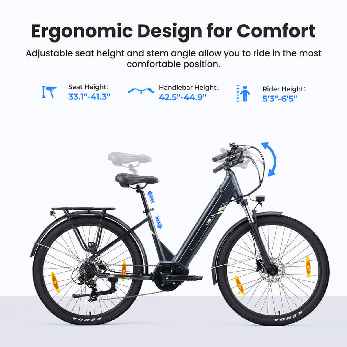 E-BIKE Touroll Urbano 3 – Leistungsstarker Mittelmotor für mühelose Fahrten - Grau, Metall (78cm) - Touroll