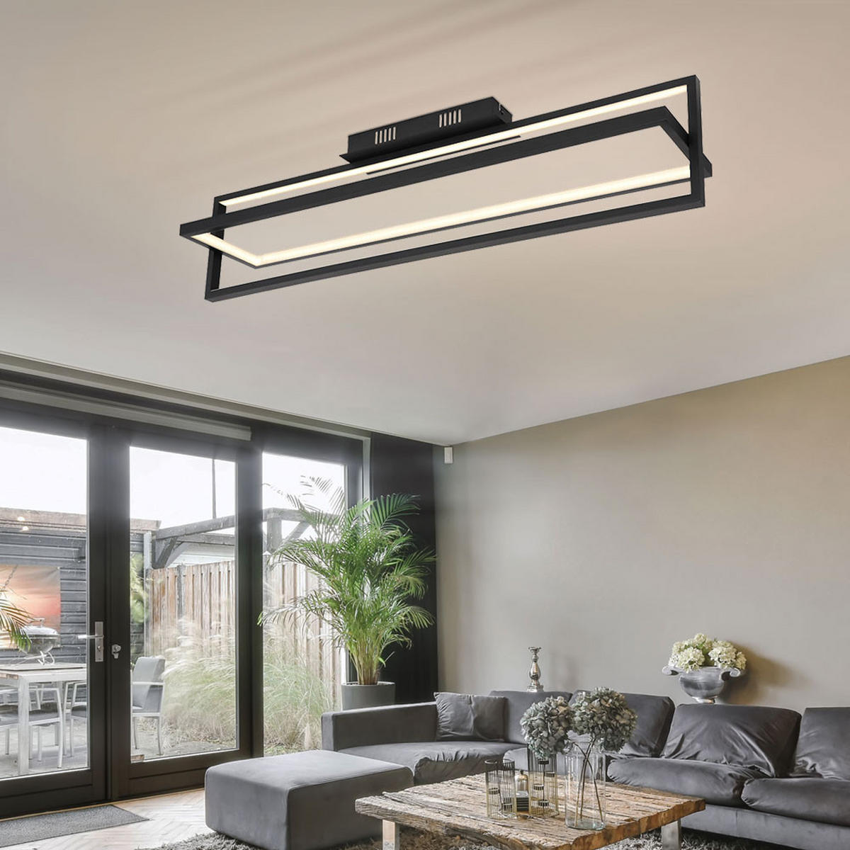 LED DECKENLEUCHTE FLIPS Schwarz Metall - Schwarz, Metall (82/18/21.5cm) - Globo Lighting