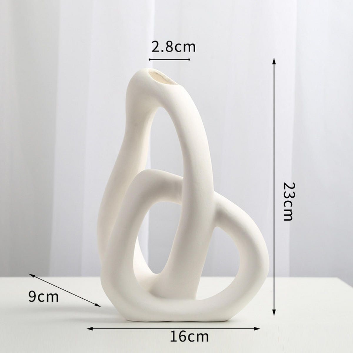 VASE 16 x 9 x 23 cm Keramik - Weiß, Keramik (9cm) - LIBRATON