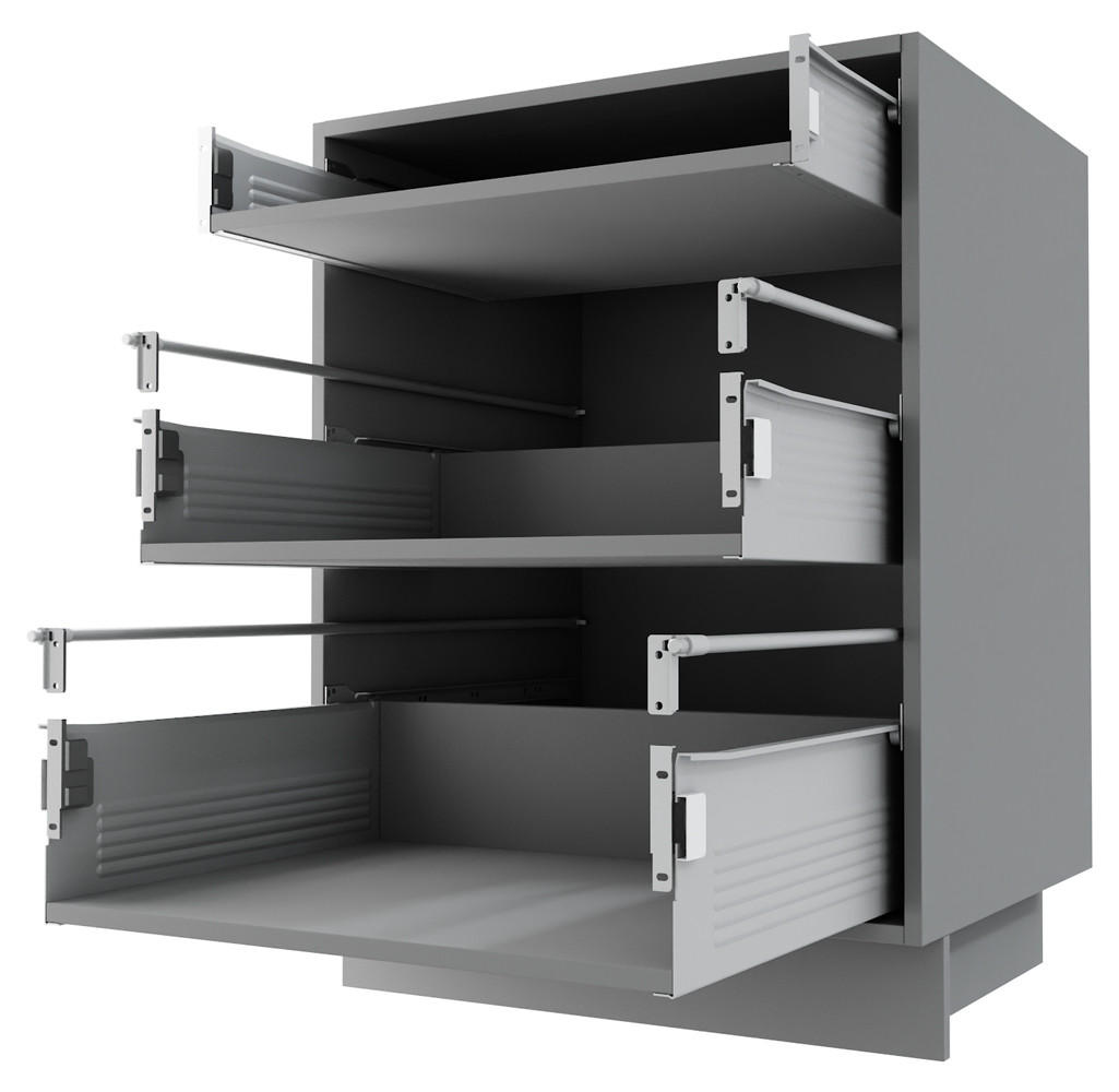 SCHUBLADENUNTERSCHRANK Kvantum D3M/60 60 / 50 / 82cm - Weiß/Grau, Holz/Holzwerkstoff (60/82/50cm) - Feldmann-Wohnen