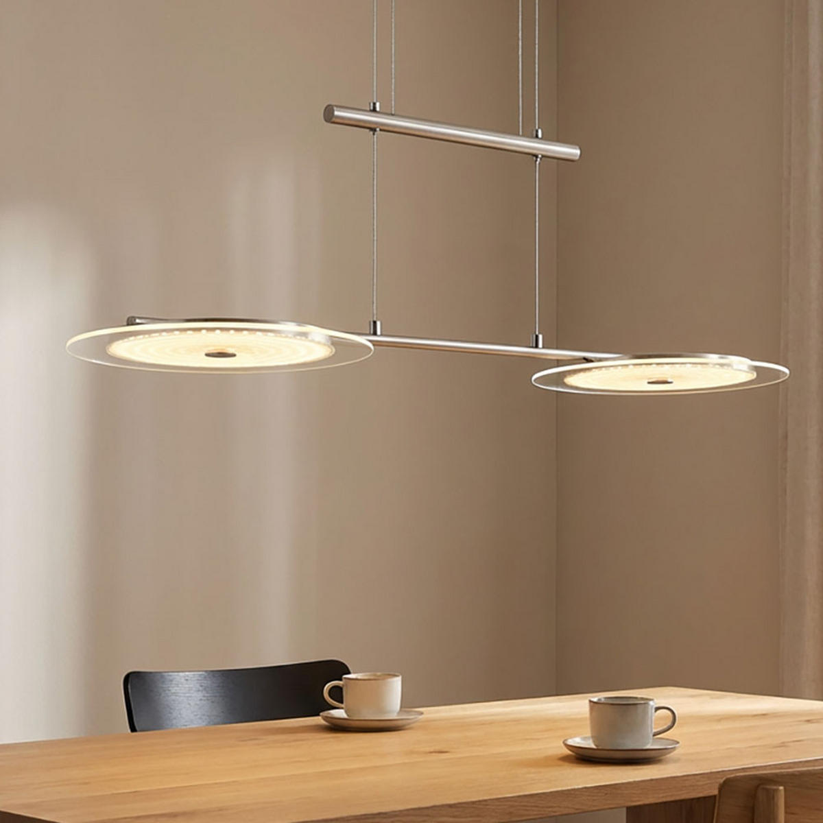 LED HÄNGELEUCHTE DARIO Chrom Silber - Silberfarben, Glas (90/30/150cm) - Globo Lighting