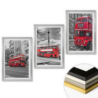 WANDBILDER 3er Set - 40x60 cm Silberner Rahmen - Rote Busse in London - Silberfarben, Kunststoff (40/60cm) - ArtPrintCave
