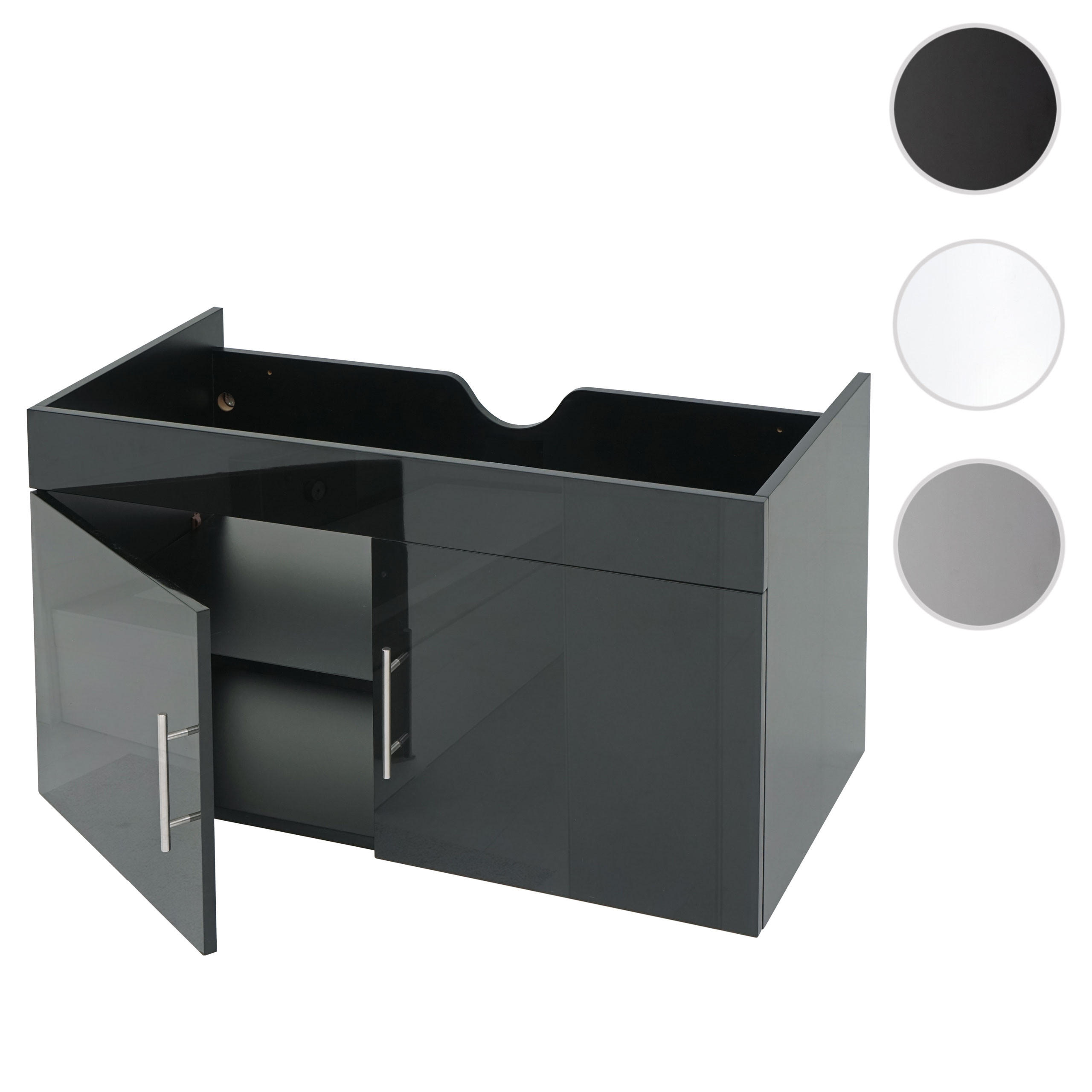 WASCHBECKENUNTERSCHRANK Schwarz - Schwarz, Holz (90/48/46cm) - MCW