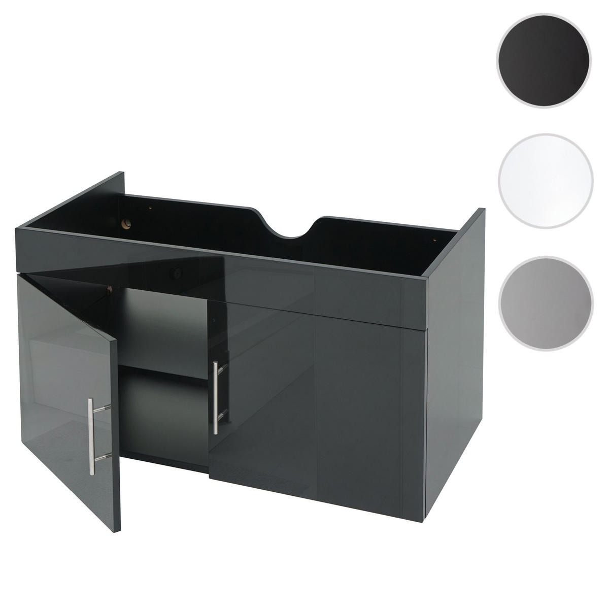 WASCHBECKENUNTERSCHRANK Schwarz - Schwarz, Holz (90/48/46cm) - MCW