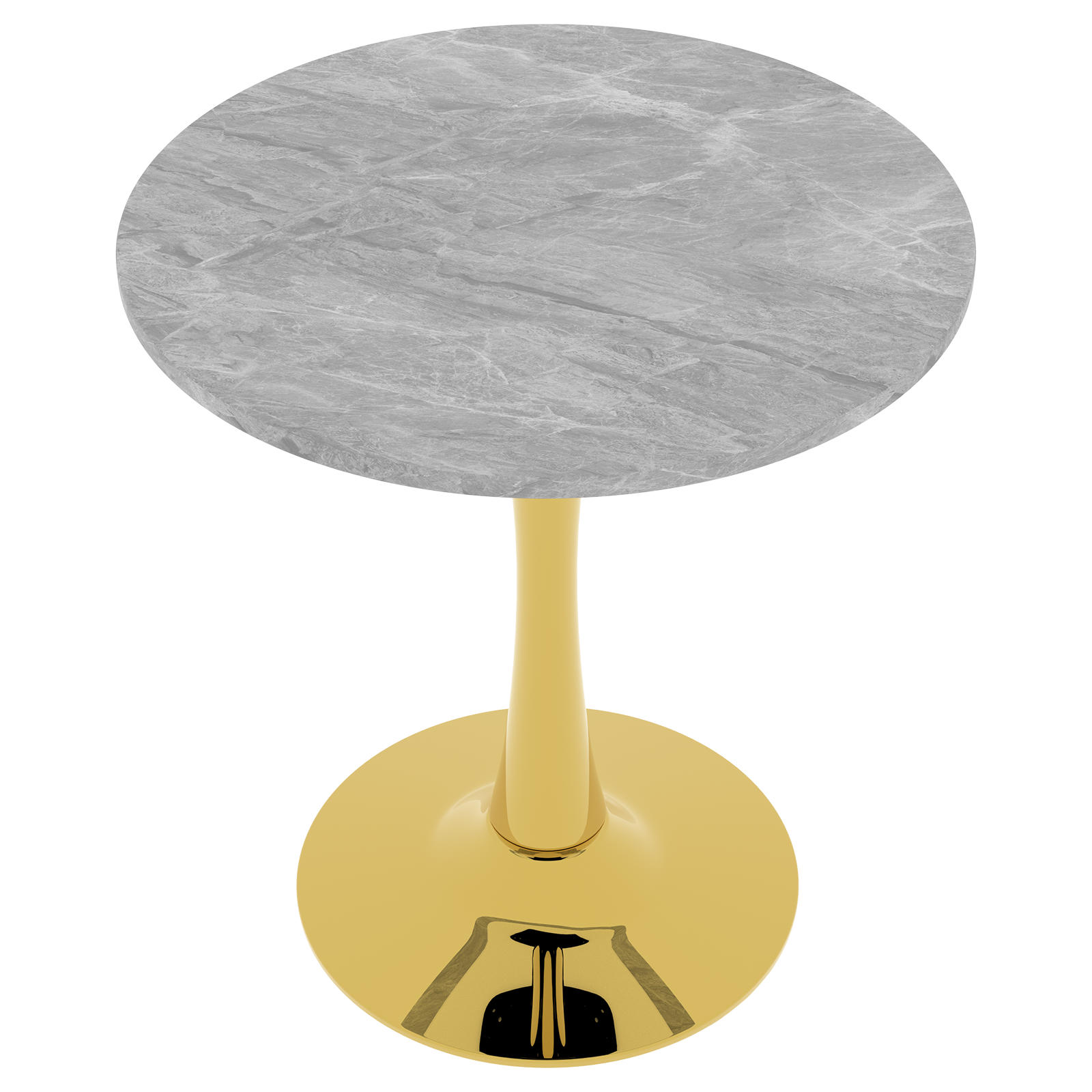 COUCHTISCH Beistelltisch Sofatisch mit Kunstmarmor-Tischplatte, Metallgestell Gold Ø 50 cm - Goldfarben, Stein/Metall (70/70/72cm) - EVRYAE