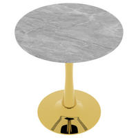 COUCHTISCH Beistelltisch Sofatisch mit Kunstmarmor-Tischplatte, Metallgestell Gold Ø 50 cm - Goldfarben, Stein/Metall (70/70/72cm) - EVRYAE