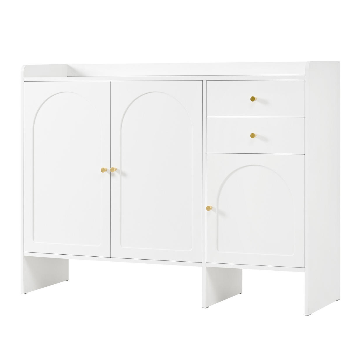 SCHUHSCHRANK weiß 120 cm mit Bogendesign, 3 Türen & 2 Schubladen - Weiß, Holzwerkstoff (120/90/35cm) - Urban Meuble