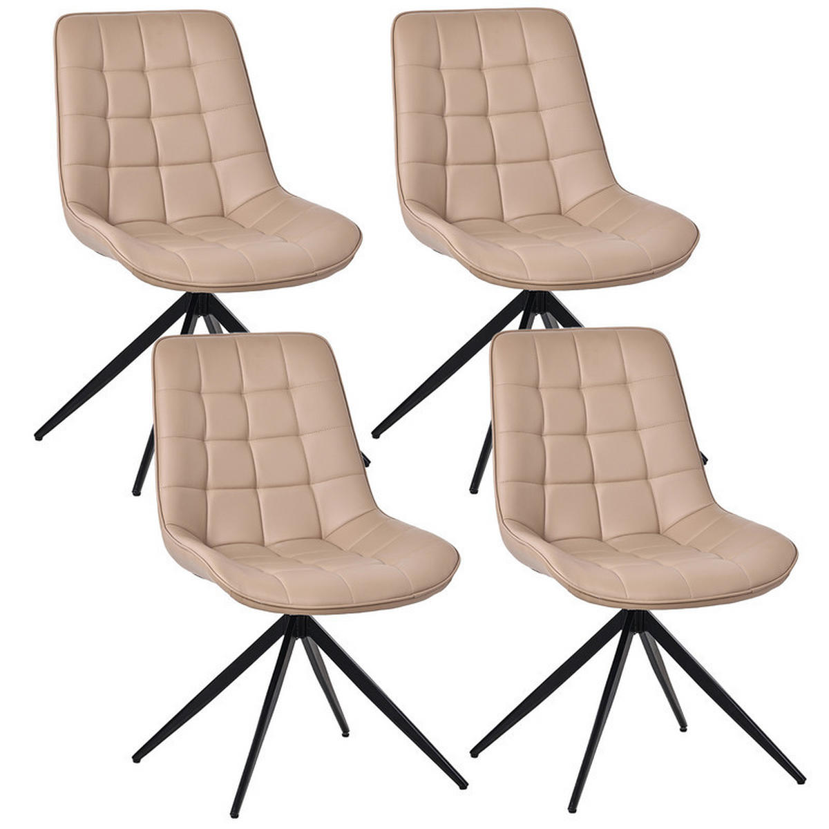 ESSZIMMERSTUHL-SET 4 Stück mit Drehfunktion aus Kunstleder(YZ4) - Hellbraun, Textil (53/85.5/62cm) - HOMAVO