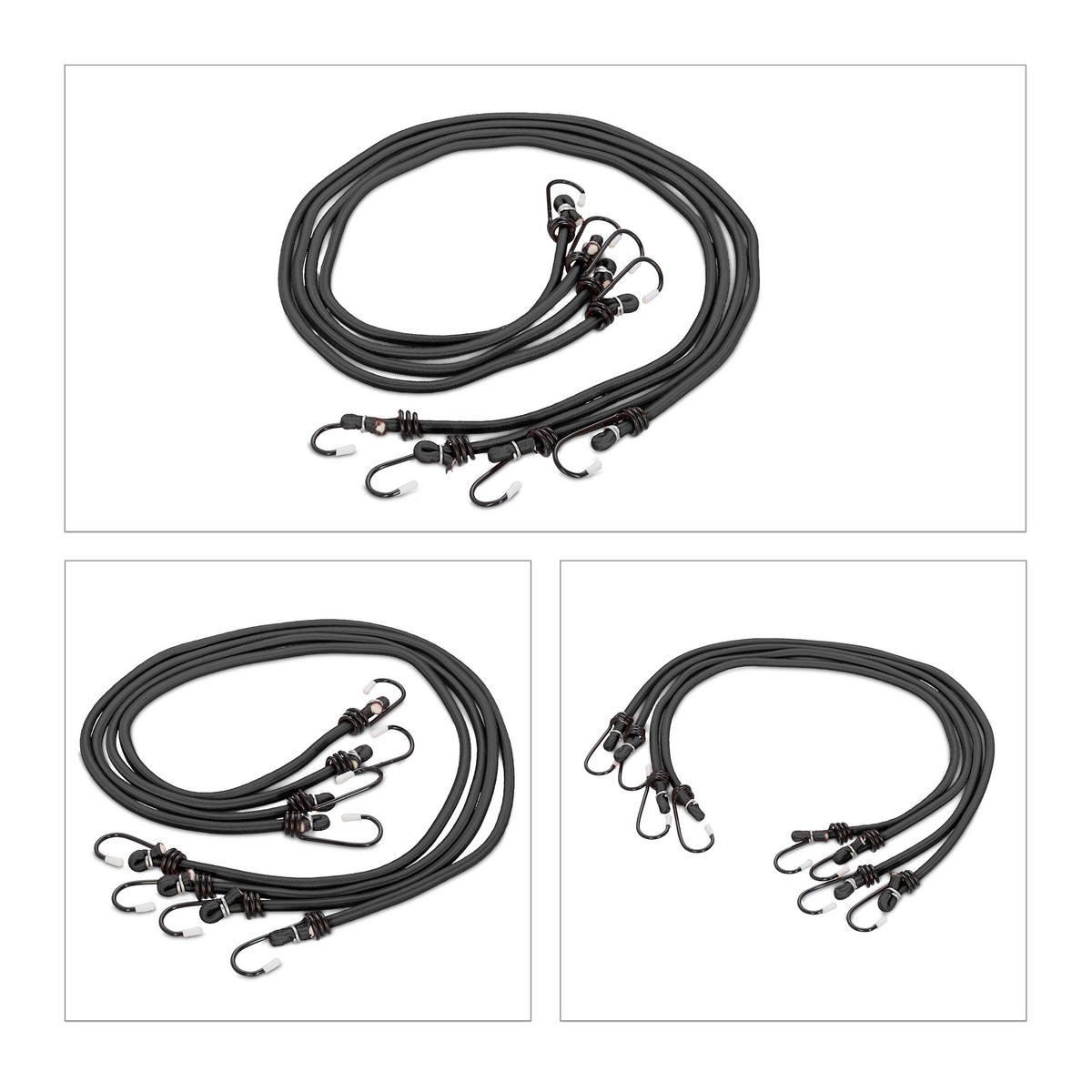 24XGUMIČKY - čierna, kov/plast (1.5/2.5/93cm) - Relaxdays