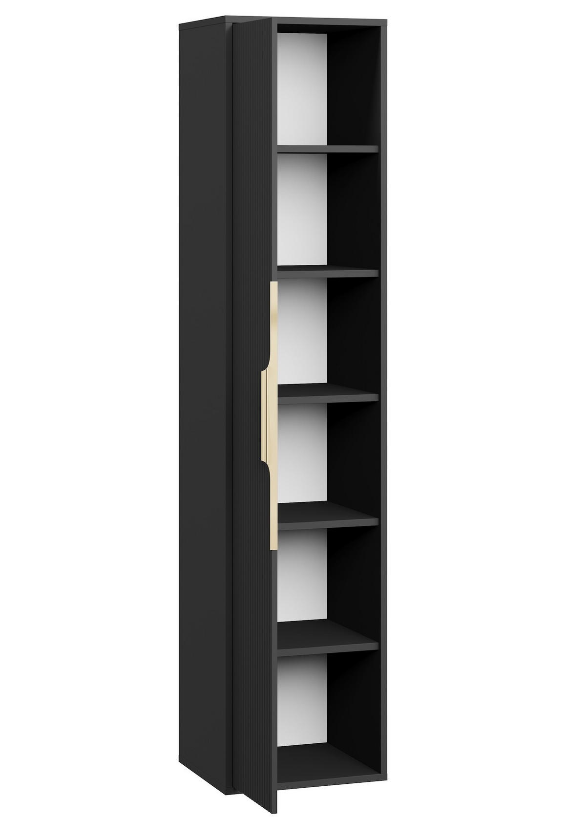 BADEZIMMERSCHRANK Rimini mit 1 Tür Schwarz Matt - 38 x 33 x 170 cm - Schwarz, Holz (33/170/38cm) - Badplaats