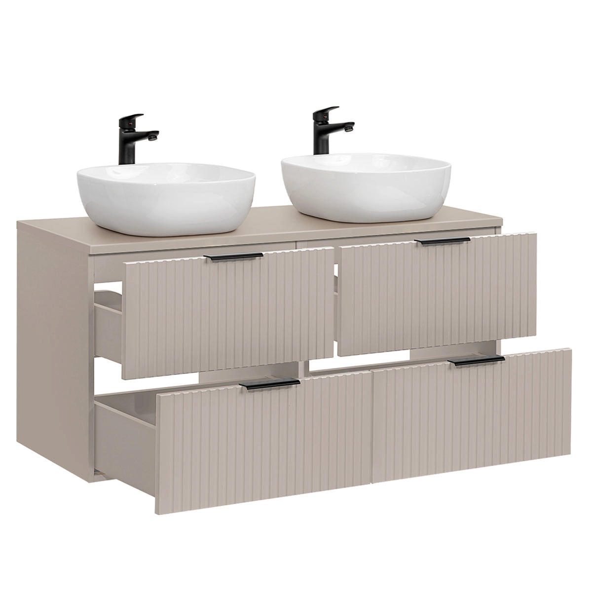 BADMÖBEL 120.8cm Adriel 2er-Set Beige - Beige, Holzwerkstoff (120.8/59/46cm) - Petits-meubles
