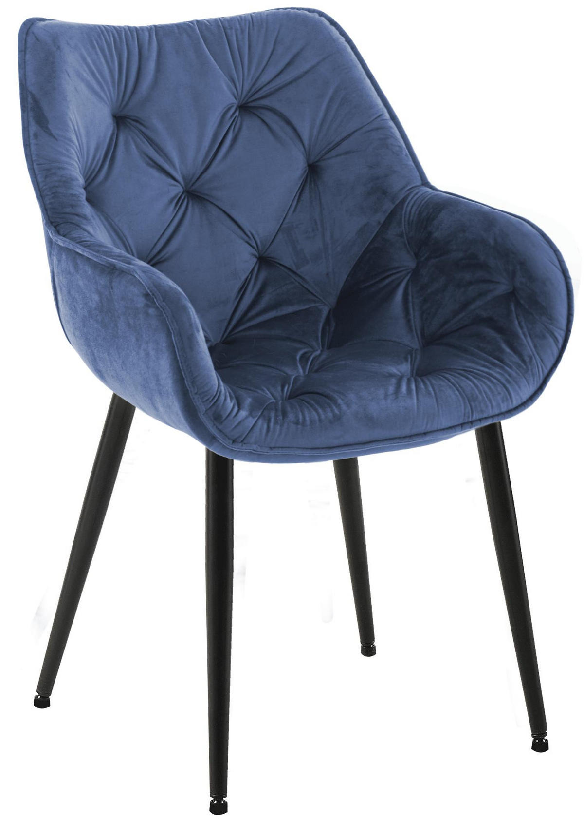 ARMLEHNENSTUHL Samt Blau - Blau/Schwarz, Textil/Metall (58/83/62cm) - CLP