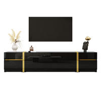 TV-SCHRANK Lowboard Hochglanz Goldkante Türen Schubladen - Schwarz, Holz (180/38/40cm) - LEBENLANG