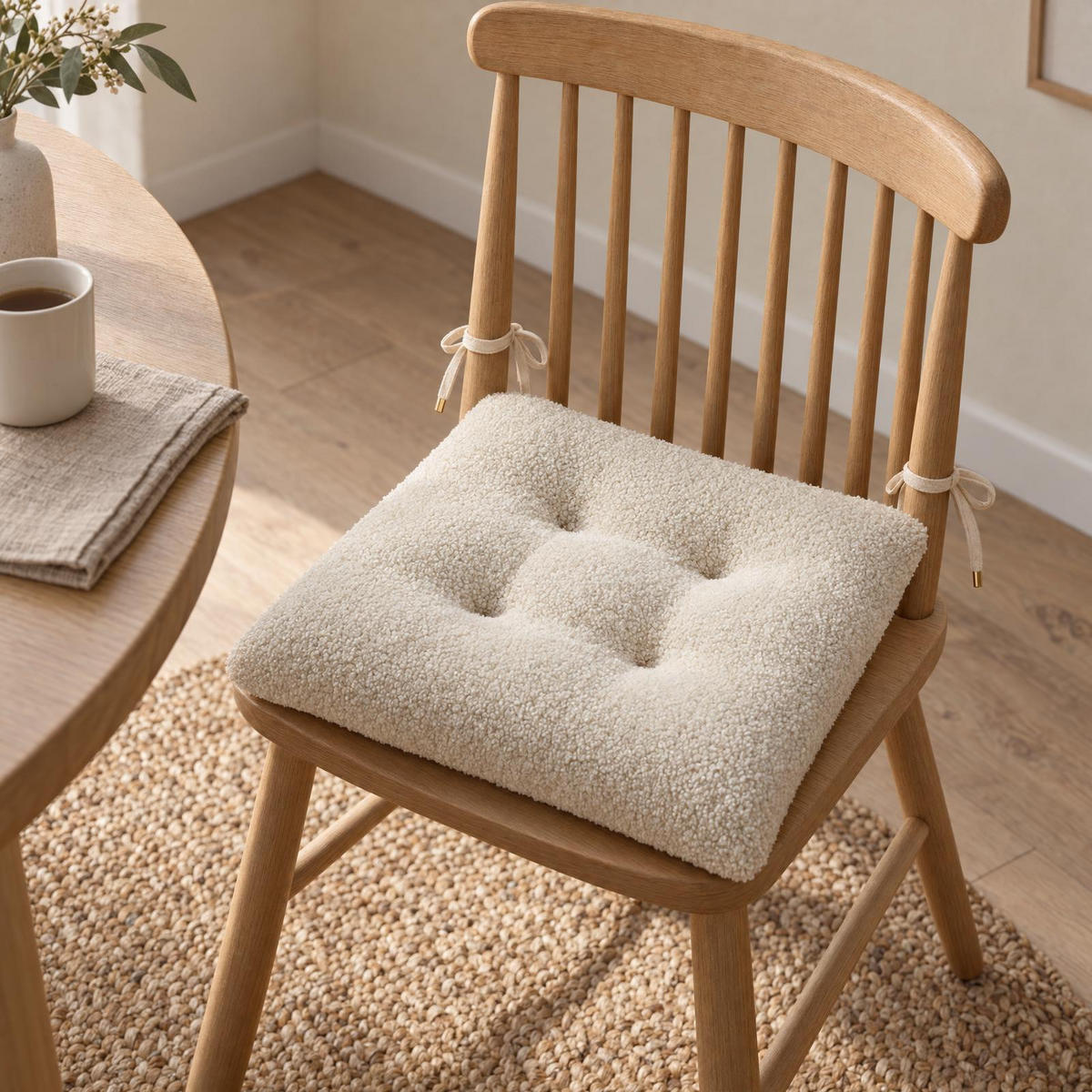 STUHLKISSEN mit Steppnaht Wooly Beige 38/38/6 cm - Beige, Textil (38/38/6cm) - Douceur d´intérieur