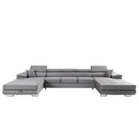 ECKSOFA U-Form ALONZO MAXI U mit Schlaffunktion 125x318 Velours Grau - Silberfarben/Grau, Holz/Textil (400/90/203cm) - Muffo