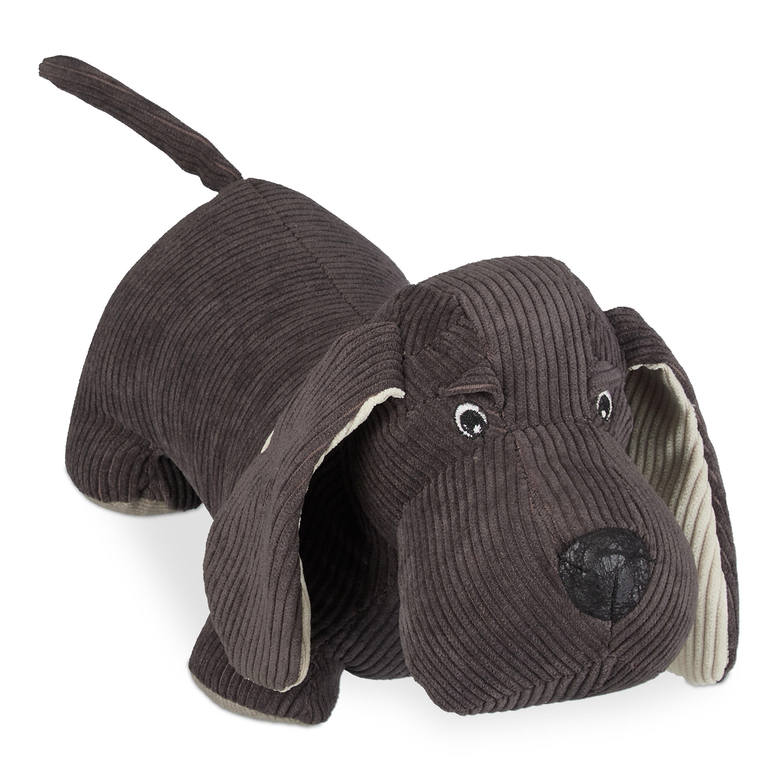 DÖRRSTOPP Mörkbrun hund tax - Mörkbrun, Textil/Plast (32/14cm) - Relaxdays