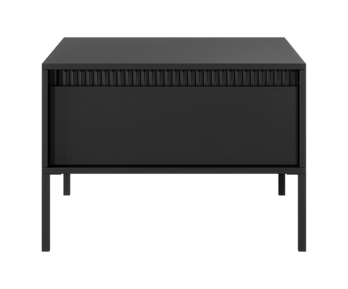 COUCHTISCH Trentinis 1S Schwarz 68/48,4/68 cm – Geriffelten Fronten - Schwarz, Holzwerkstoff/Metall (68/68/48.4cm) - AX Living