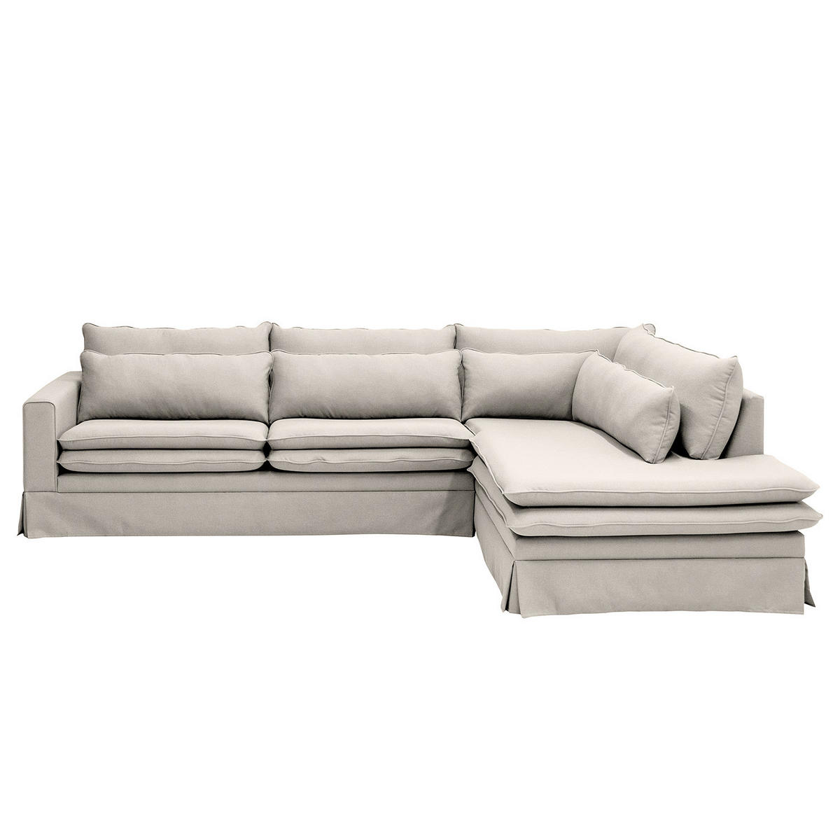 ECKSOFA mit Husse - Ottomane, Webstoff - Hellgrau/Schwarz, Kunststoff/Textil (299/222cm) - home24