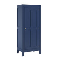 SCHRANK mit Regal, Kleiderstange und 1 Tür, L80.5 x H196.8 cm - Milenne - Blau, Holzwerkstoff (55.25/196.8/80.5cm) - Calicosy