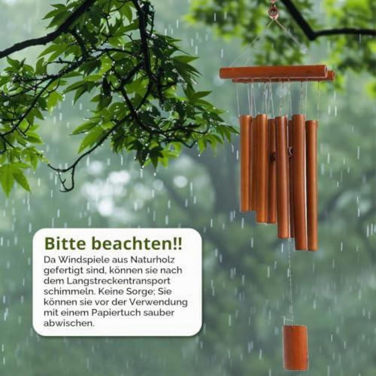 WINDSPIEL Bambus mit beruhigender Melodie - Braun, Naturmaterialien (18/10/60cm)