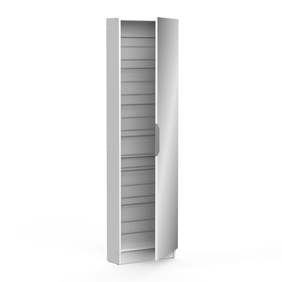 SCHUHSCHRANK 1 Tür Spiegel L50 cm - Zapatero - Weiß, Holzwerkstoff (20/180.5/52.9cm) - Calicosy