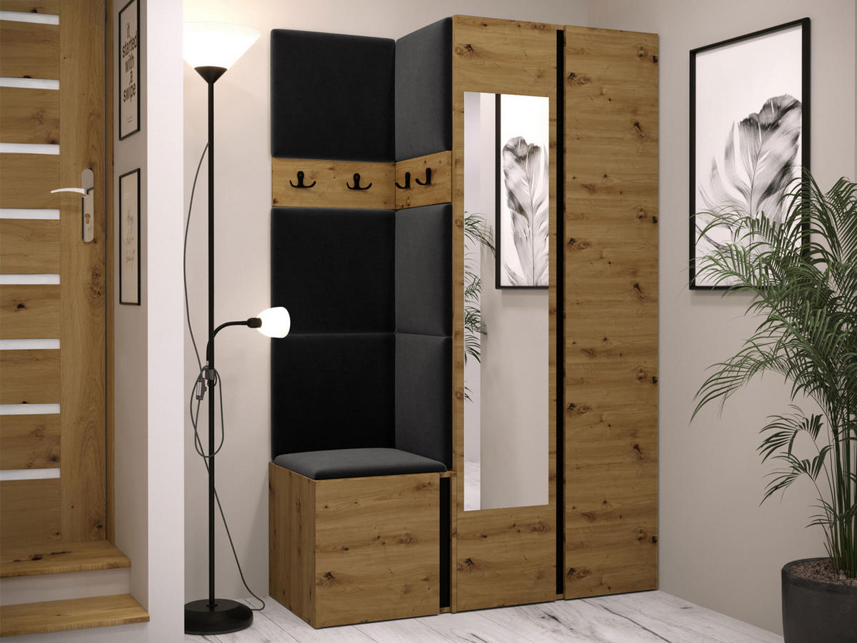 GARDEROBEN-SET Orion XXVI - Anthrazit/Eiche Artisan, Holzwerkstoff/Kunststoff (116/186/46cm) - MIRJAN24