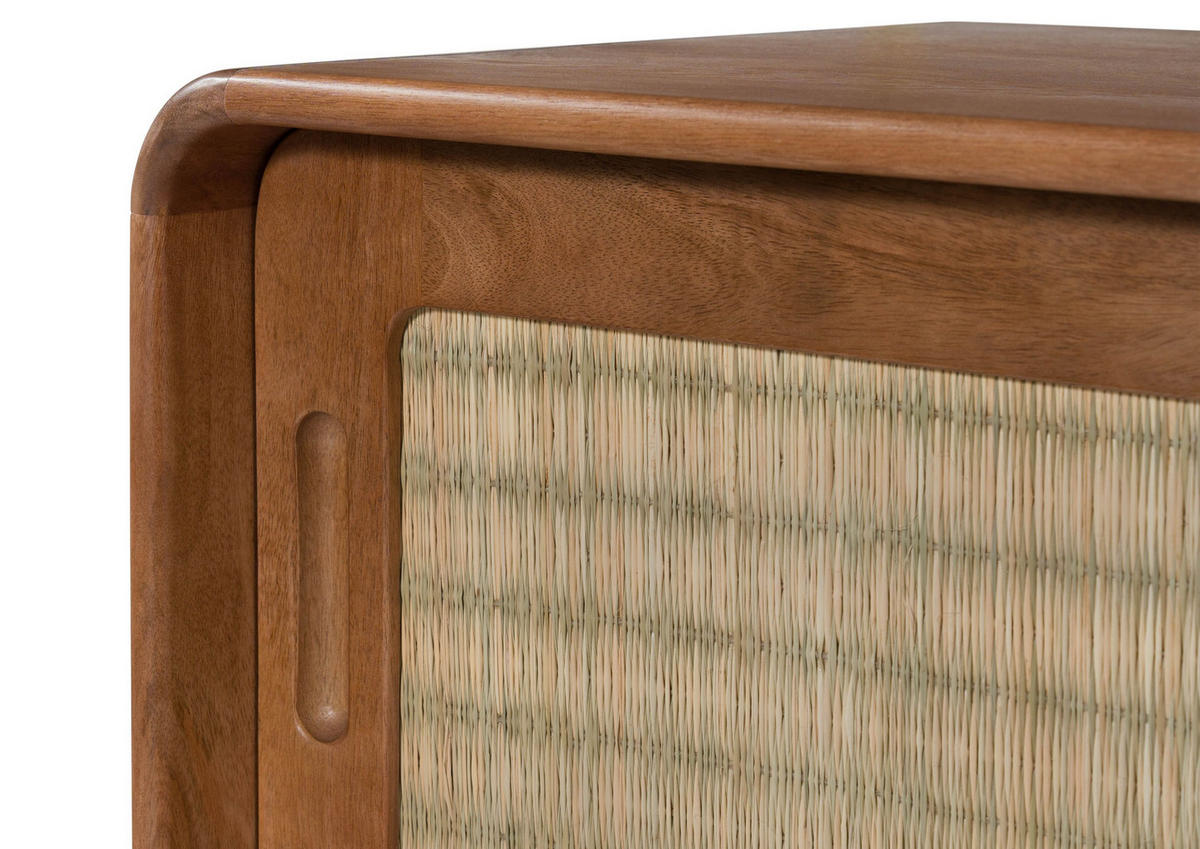 SIDEBOARD Mango/Seegras 180x40x80 hellbraun lackiert MIZUMI #102 - Braun, Holz (180/80/40cm) - Massivmoebel24