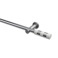 GARDINENSTANGEN-SET Platon Mavell 140 cm, 1-läufig (ohne Ringe), 20 mm Ø Chrom - Chromfarben/Weiß, Metall (140cm) - INTERDECO