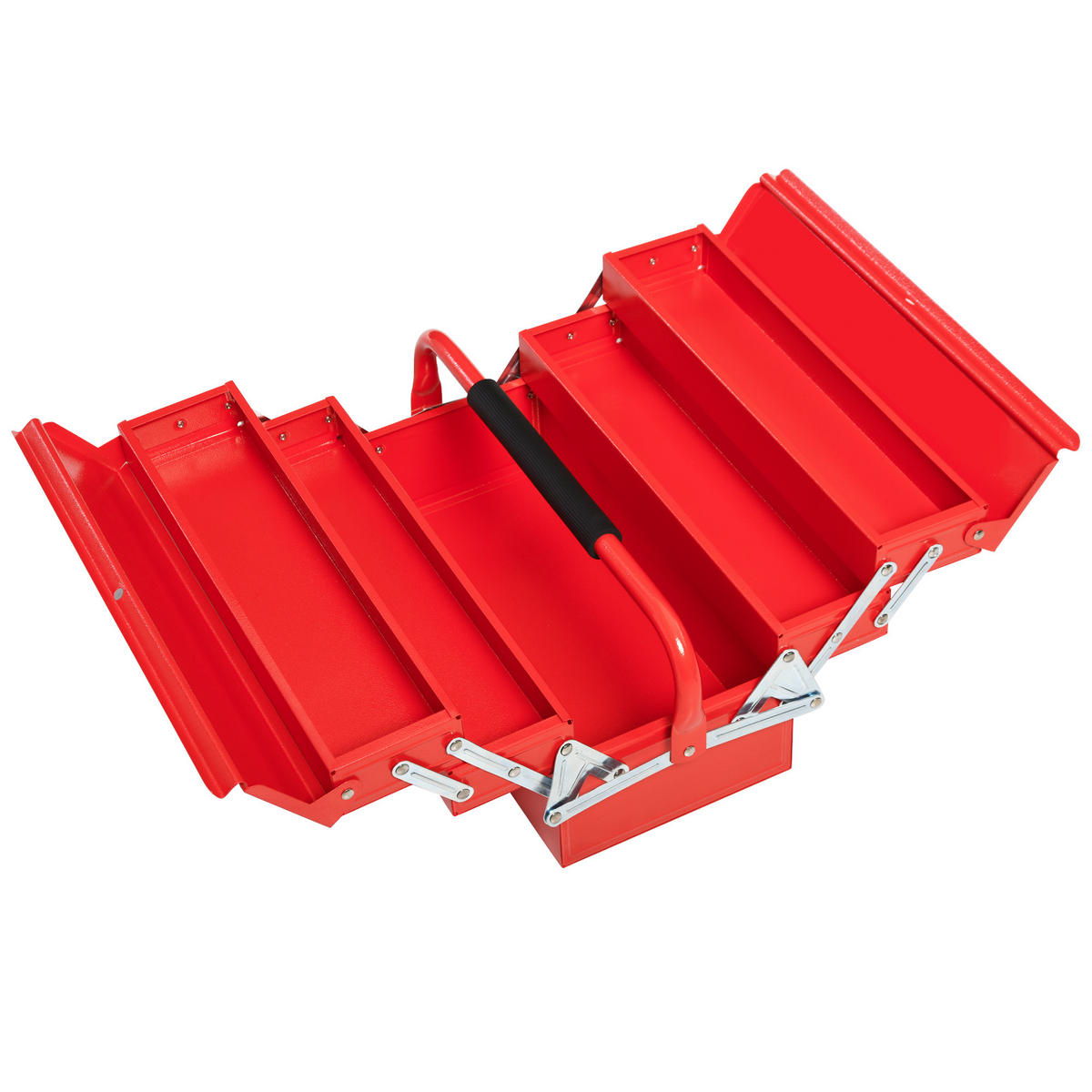 WERKZEUGKASTEN, Faltbarer Stahlkoffer mit 5 Ablagen, Rot - Multicolor, Kunststoff (20/34.5/45cm) - FORIOUS