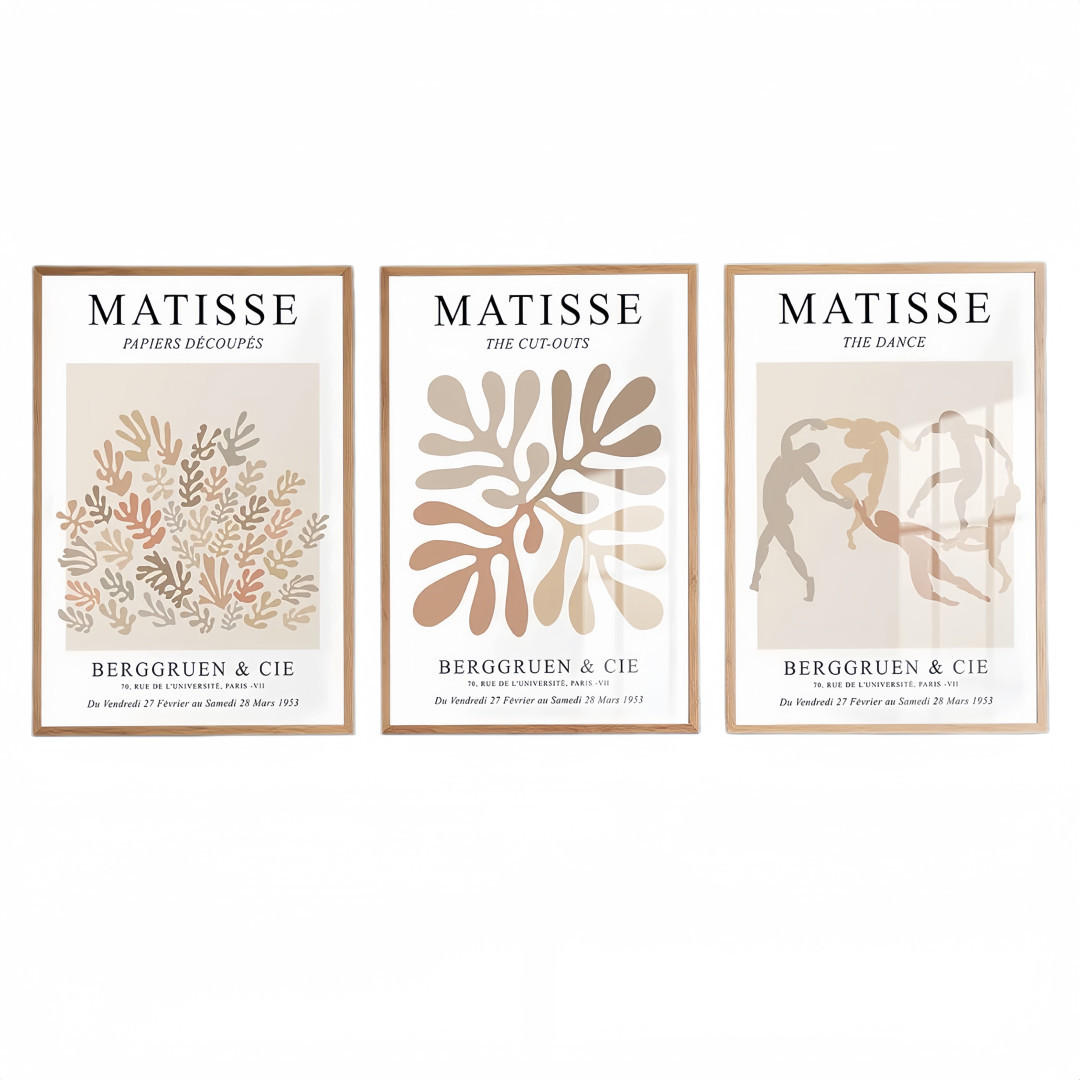 WANDDEKO Boho 50x40cm Orange Pflanzen Abstrakt，rahmenlos，3-teilig Set - Orange, Textil (40/1cm) - Authentics