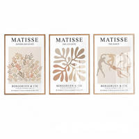 WANDDEKO Boho 40x60cm Orange Pflanzen Abstrakt，rahmenlos，3-teilig Set - Orange, Textil (40/1cm) - Authentics