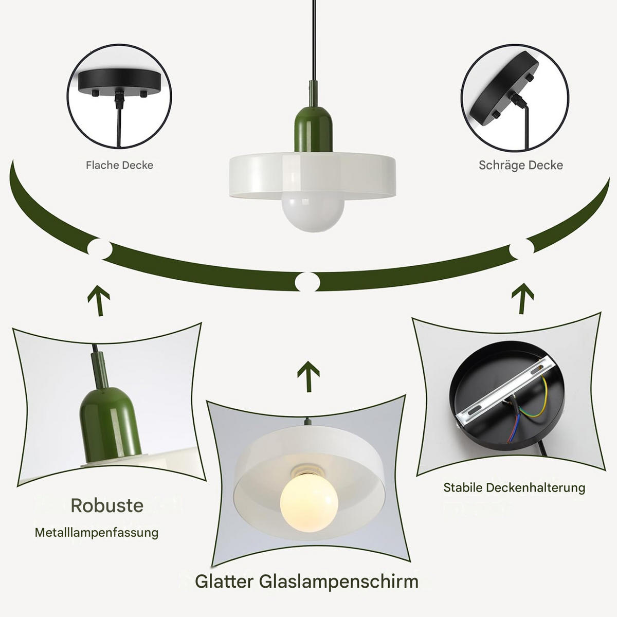PENDELLEUCHTE Buntglas Vintage Modern 25cm, Metallgrün Küche Schlafzimmer Weiß - Weiß, Metall (25/25/20cm) - Weltevree