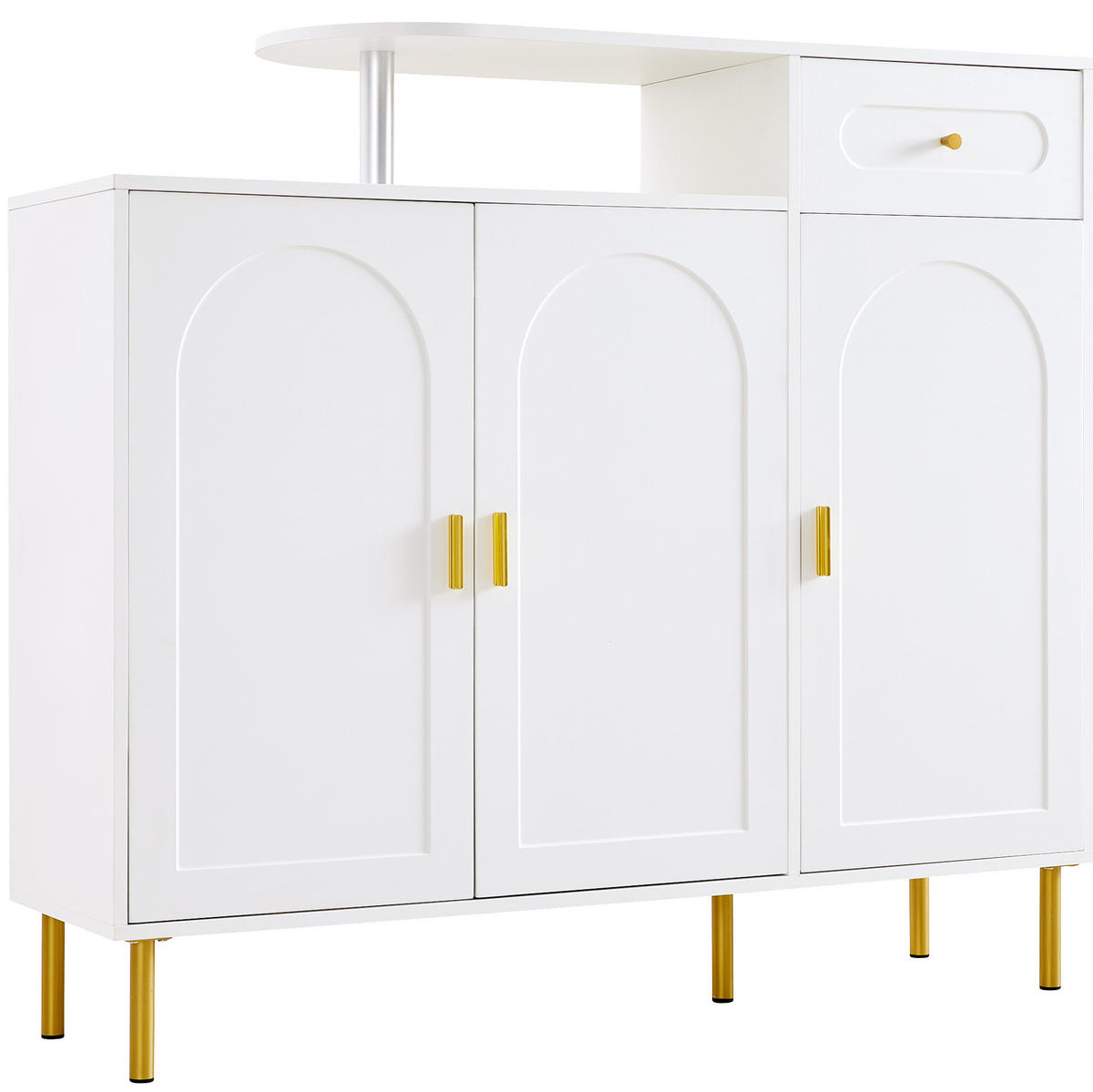 SIDEBOARD 120/35/92 cm Weiß aus Spanplatte mit 3 Türen und Schublade - Weiß, Holzwerkstoff (120/92/35cm) - OKWISH