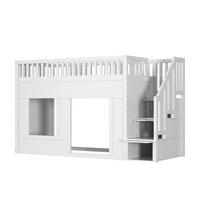 ETAGENBETT 90/200 cm DE-03103, mit Treppenschrank und fle/iblem Unterbett, in Weiß - Weiß, Holz/Holzwerkstoff (90/200cm) - ComfortXL