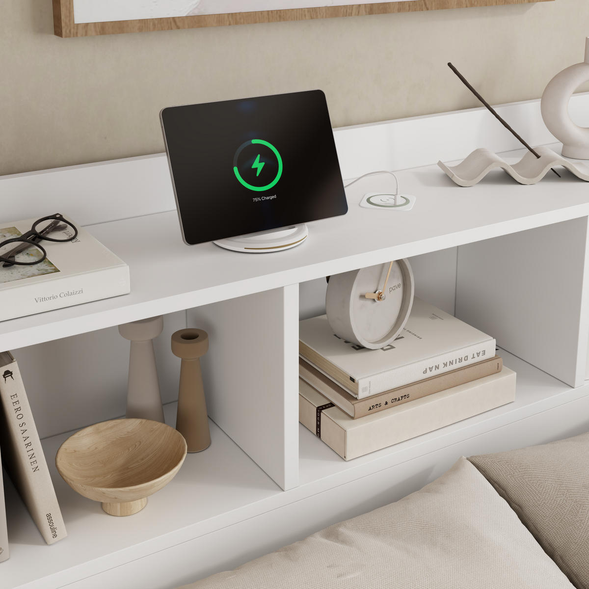 HOLZBETT 140x200 Doppelbett Lattenrost Nachttische Weiß - Weiß, Holzwerkstoff - FLIEKS