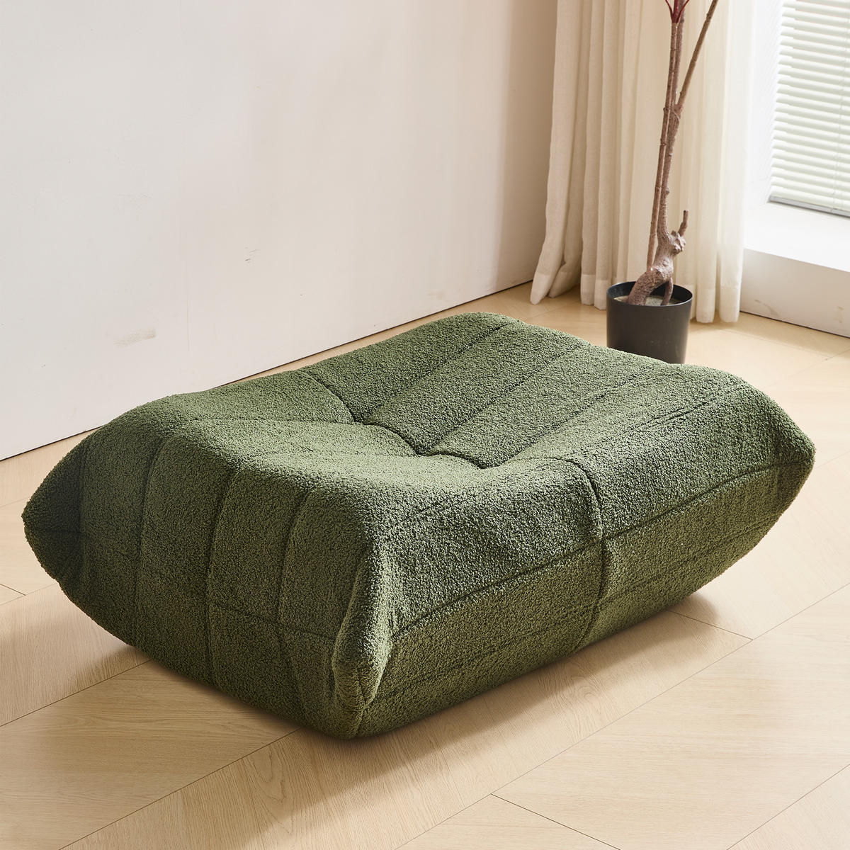 SITZSACK mit Fußstütze in Grün Indoor-Relaxsessel mit Hochelastischer Schwamm, Leicht zu bewegen - Grün, Textil (85/79/114cm) - STILVORA