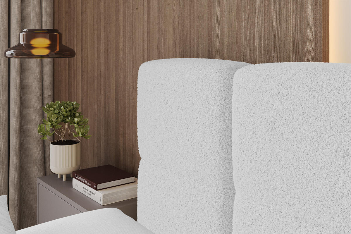 POLSTERBETT mit Bettkasten und Lattenrost mit Kopfteil, Boxbett ohne Matratze, mit Stauraum - NATA 180x200 Weiß - Weiß, Holzwerkstoff/Textil (180/200cm) - ALTDECOR