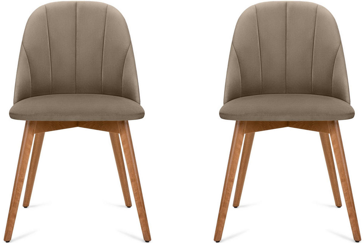 STUHL-SET BAKERI Esszimmerstühle 2 St, beige - Beige, Holz/Buchenholz (48/86/44cm) - KONSIMO®