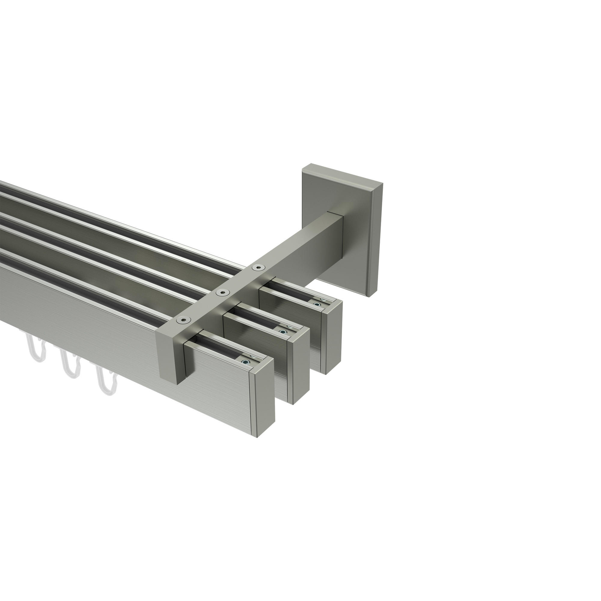 INNENLAUF-GARDINENSTANGEN-SET Smartline Paxo 120 cm, 3-läufig, 14x35 mm Edelstahl-Optik - Edelstahlfarben, Metall (120cm) - INTERDECO