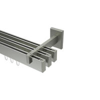 INNENLAUF-GARDINENSTANGEN-SET Smartline Paxo 540 cm (geteilt in 3 x 180 cm), 3-läufig, 14x35 mm Edelstahl-Optik - Edelstahlfarben, Metall (540cm) - INTERDECO