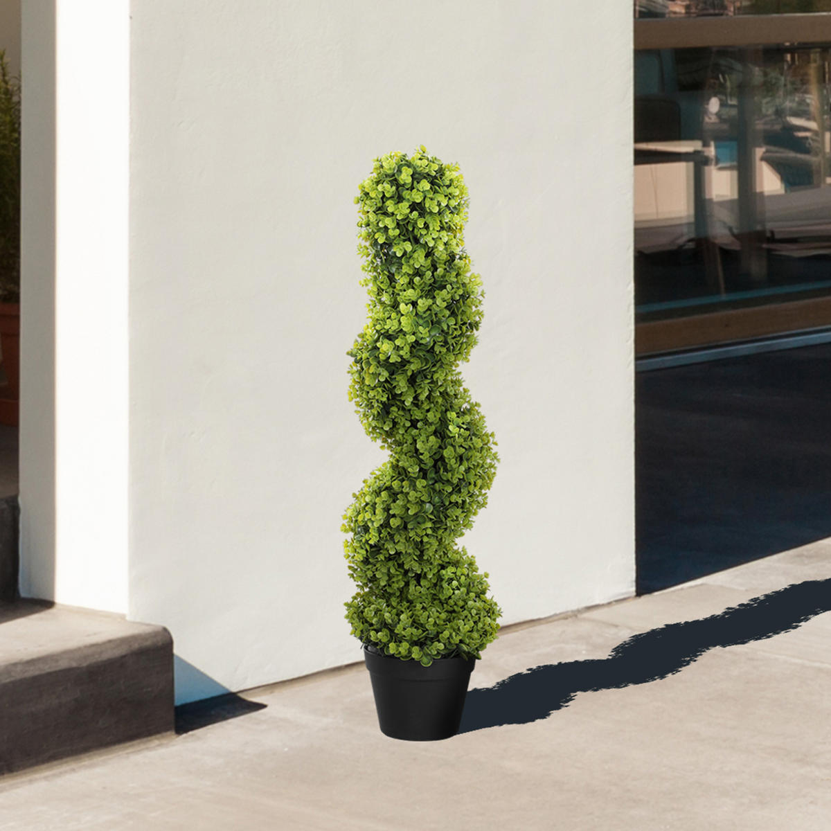 KUNSTPFLANZE, Künstlicher Spiral-Eukalyptus mit Topf, Höhe 90 cm, für drinnen & draußen, Grün - Multicolor, Kunststoff (90cm) - FORIOUS