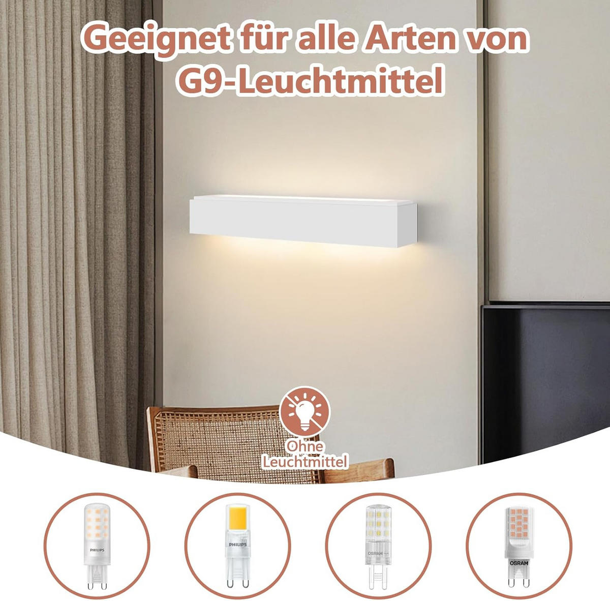 LED - WANDLEUCHTE Tiefthar 7.7/8.4/52.0 cm - Weiß, Metall (7.7/8.4/52cm) - ZMH