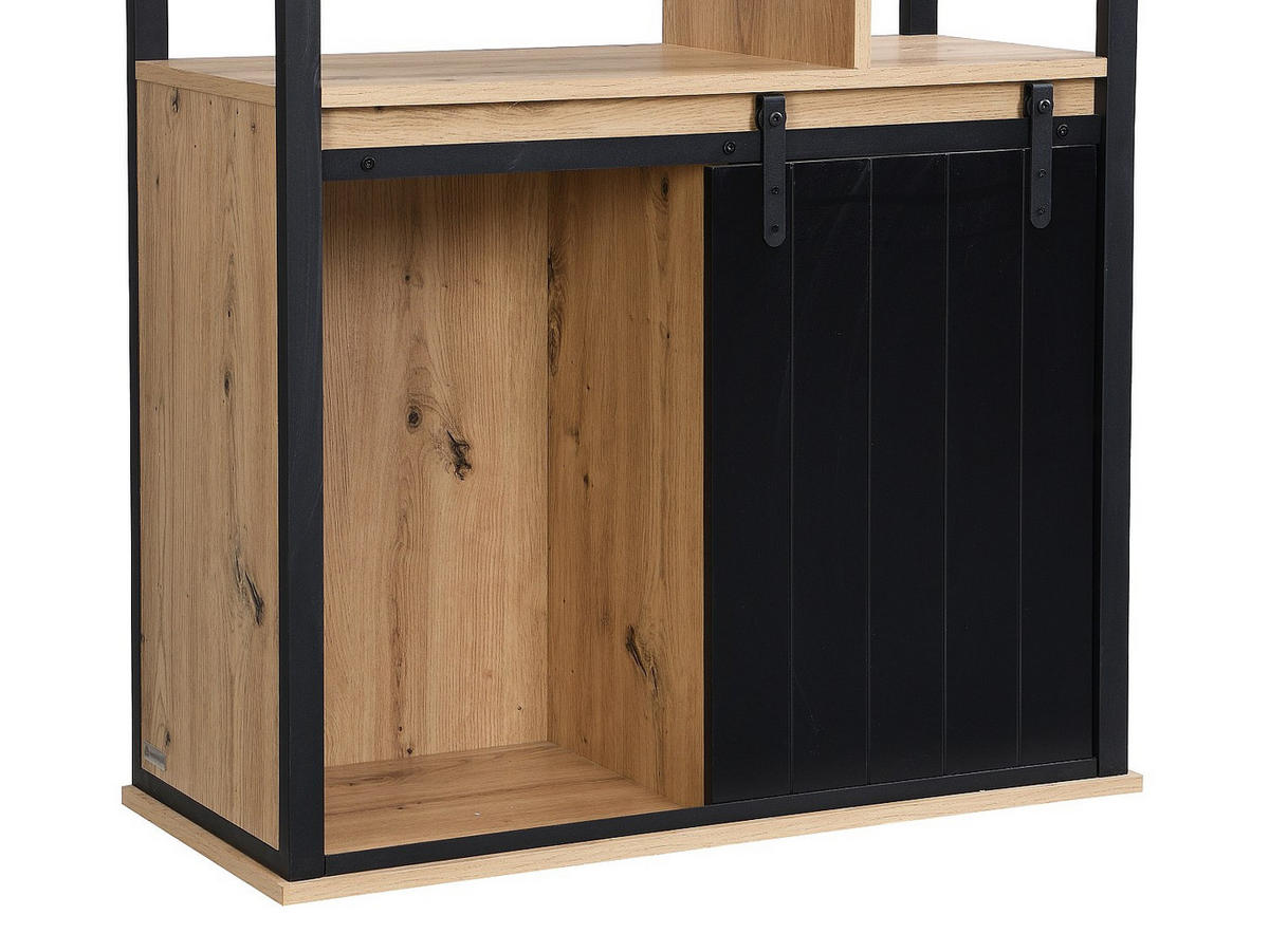 BÜCHERREGAL - 80 cm x 35 cm - holz - schwarz, naturfarben hell Yalena - Schwarz/Naturfarben, Holz/Metall (80/180/35cm) - Vente-Unique