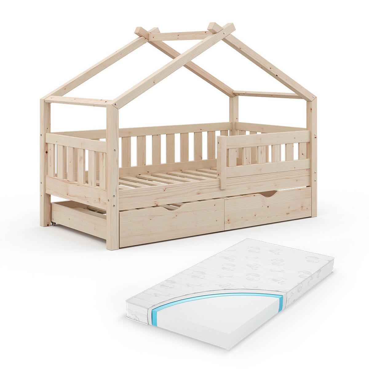 DOMEČKOVÁ POSTEL Design Přírodní dřevo - přírodní, dřevo (80/160cm) - VitaliSpa