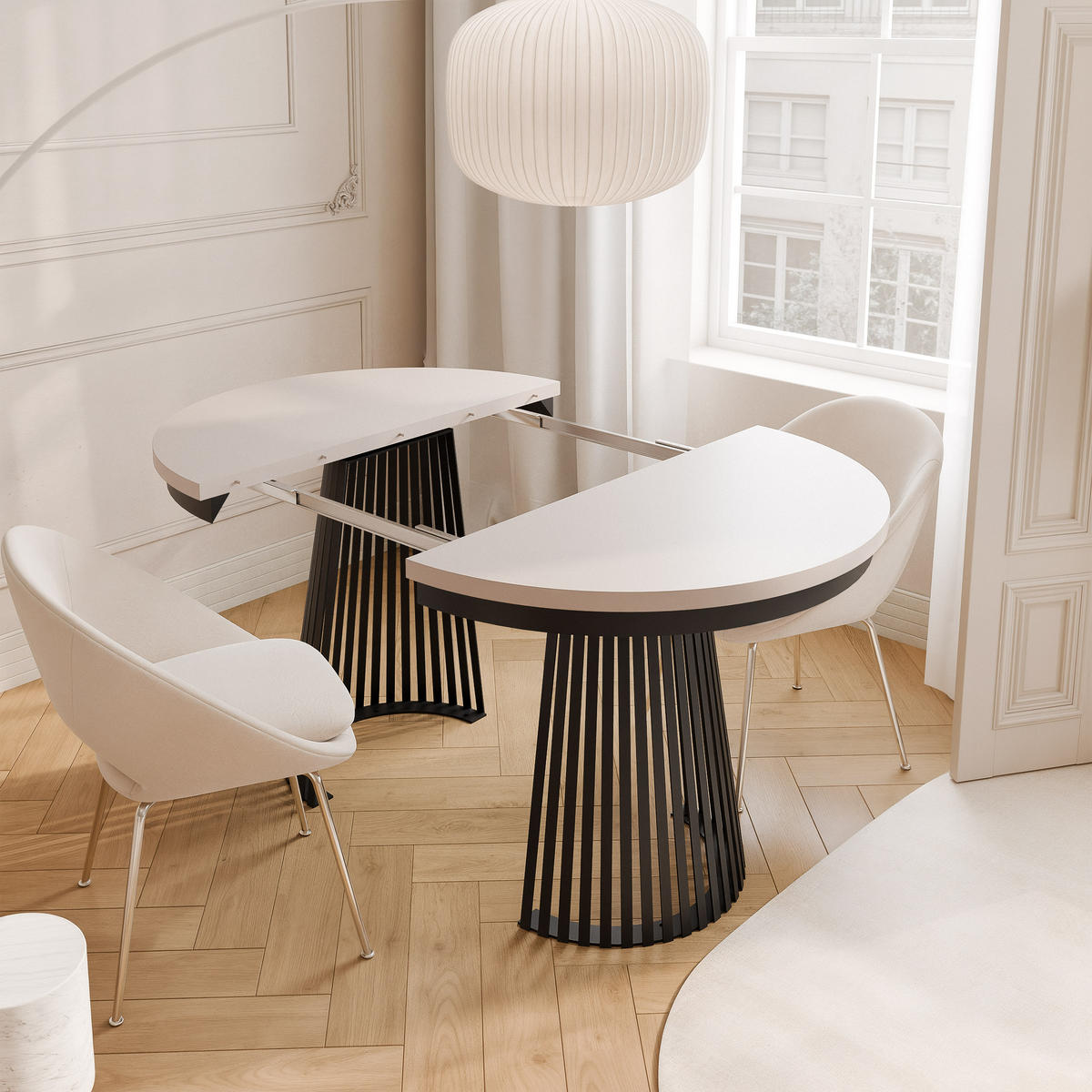 AUSZIEHTISCH AUREA 100-180/75 cm, Schwarz / Kaschmir - Kaschmir/Schwarz, Holzwerkstoff/Metall (100/100/75cm) - Idohome