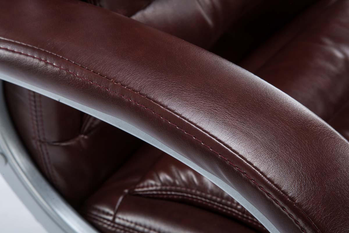 BÜROSTUHL SOUK - 116x68x77, Bordeauxrot | Kunstleder - Bordeaux, Leder/Metall (68/116/77cm) - DELUKE