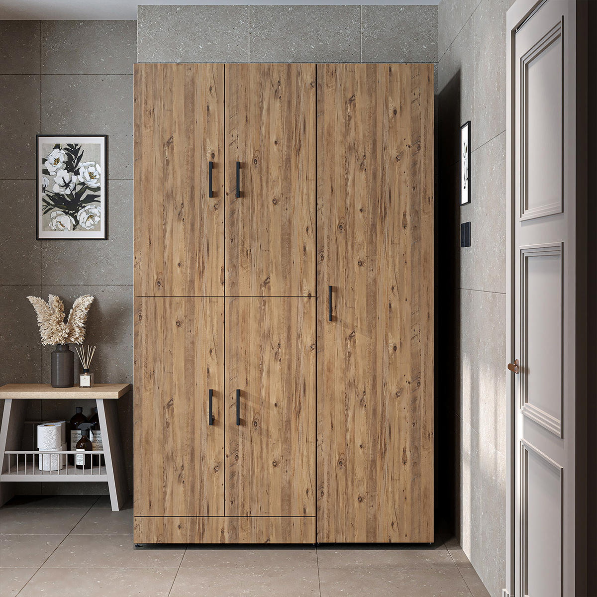 WASCHMASCHINENSCHRANK DORA-I 115cm Breit, 186cm Hoch - Eichefarben, Holzwerkstoff (115/186/73.8cm)