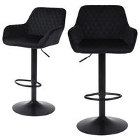 BARHOCKER 2er-Set Samtstoff Höhenverstellbar Drehbar Schwarz - Schwarz, Textil (51/110/38cm)